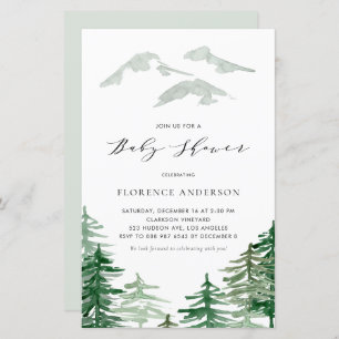 Papier Watercolor Baby shower Woodland Invitation