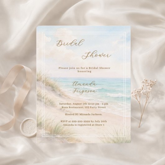 Papier Watercolor beach dunes Bridal Shower invitation