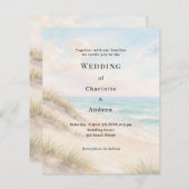 Papier Watercolor beach sand dunes wedding invitation (Devant / Derrière)