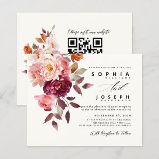 Papier watercolor Burgundy Bouquet Floral Wedding