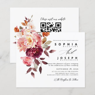 Papier watercolor Burgundy Bouquet Floral Wedding