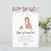 Papier Watercolor Cavapoo Chien Anniversaire Fête Invitat (Debout devant)