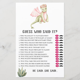 Papier Watercolor Green Dragon Devine Qui A Dit Baby Game