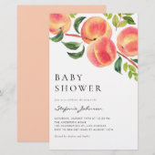 Papier Watercolor Peaches Baby shower d'été Invitation (Devant / Derrière)