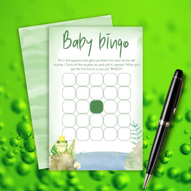 Papier Watercolor Princess Frog Baby shower jeu de bingo (Créateur téléchargé)