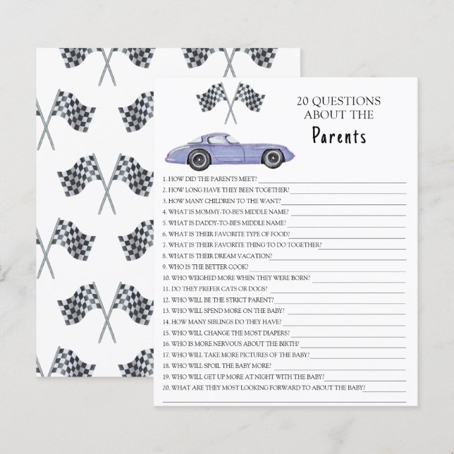 Papier Watercolor racing bébé - jeux sur les parents (Devant / Derrière)