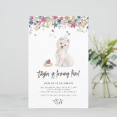 Papier Watercolor Westie Chien Invitation d'anniversaire (Debout devant)