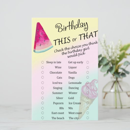 Papier Watermelon Anniversaire ce ou ce jeu (Debout devant)