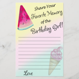 Papier Watermelon Favorite Mémoire de la fille d'annivers