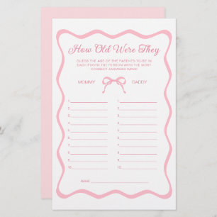 Papier Wavy Pink Bow Baby shower Devine Le Jeu De L'Âge