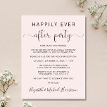 Papier Wedding Happily Ever After Party Pink Invitation<br><div class="desc">Budget-friendly light pink elopement or small wedding announcement with a wedding reception or celebration party invitation. The front features "Happily Ever After Party" in a mix of simple modern typography and an elegant script with swashes; personalize your message and invitation in more detail and your names in a signature-like script....</div>