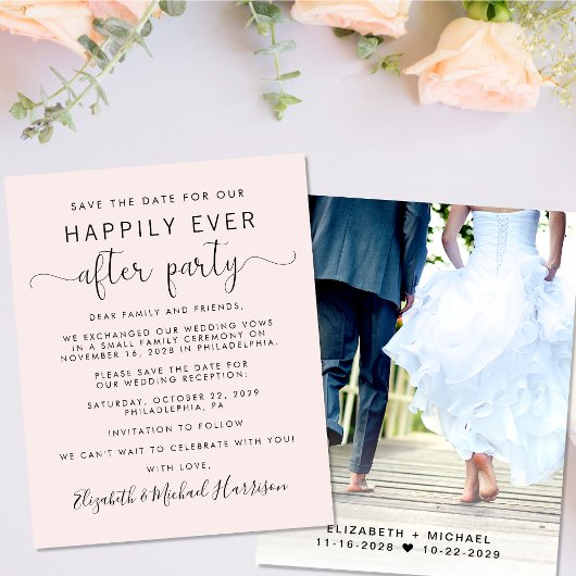 Papier Wedding Photo Reception Pink Save the Date