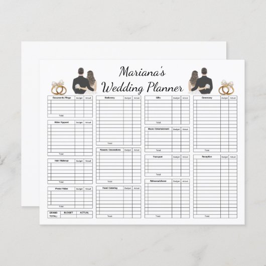 papier wedding planner élégant (Devant / Derrière)
