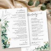 Papier Week-end Mariage Itinéraire Verdure EucalyptuS