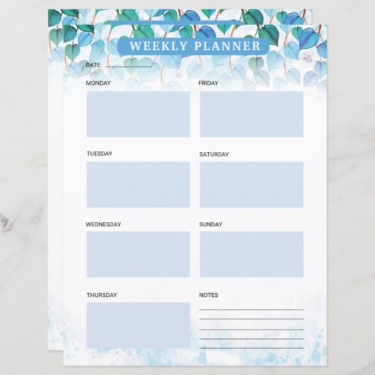Papier Weekly Planner Template (Devant / Derrière)