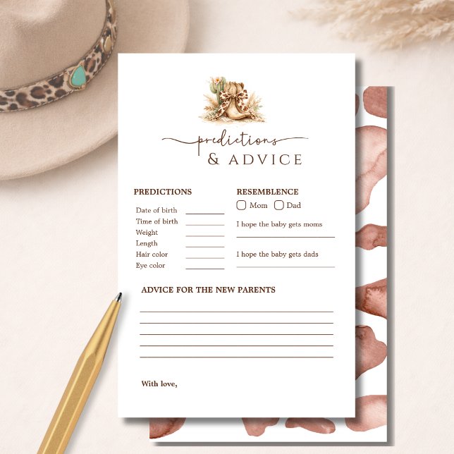 Papier Western Boho Baby Shower Predictions & Advice Game (Créateur téléchargé)