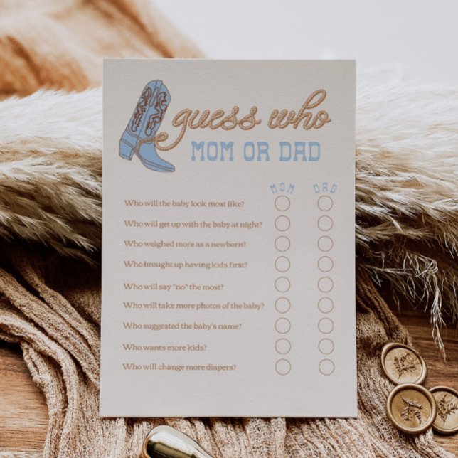 Papier Western Devinez Qui Baby shower Jeu (Créateur téléchargé)