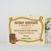 Papier Western Rodeo Parti à thème 1er certificat de rodé (Debout devant)