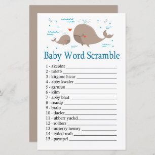 Papier Whale Baby jeu de mots scramble