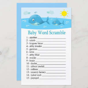 Papier Whale Baby jeu de mots scramble