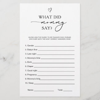 Papier What Did Mommy Say Game