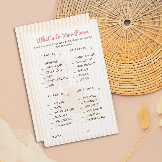 Papier What's in your Purse Bridal Shower Game  (Créateur téléchargé)