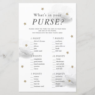Papier What's in Your Purse Star Gray Baby Shower Game
