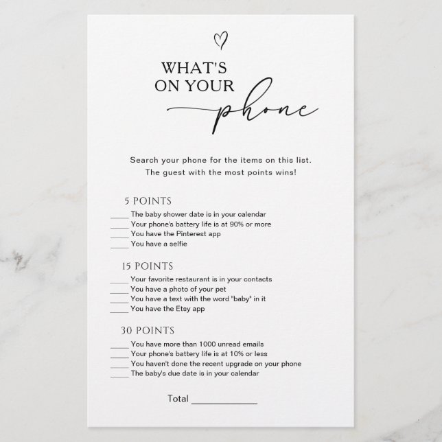 Papier What's on Your Phone Baby Game (Devant)