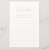 Papier Where Were They Blush Pink Bridal Shower Game (Devant)