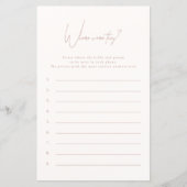 Papier Where Were They Blush Pink Bridal Shower Game (Devant)