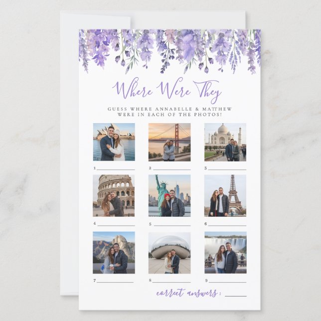 Papier Where Were They Floral Bridal Shower Game (Devant)