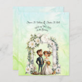 Papier Whimsical Bride Mariage Arch Blue Green (Devant / Derrière)