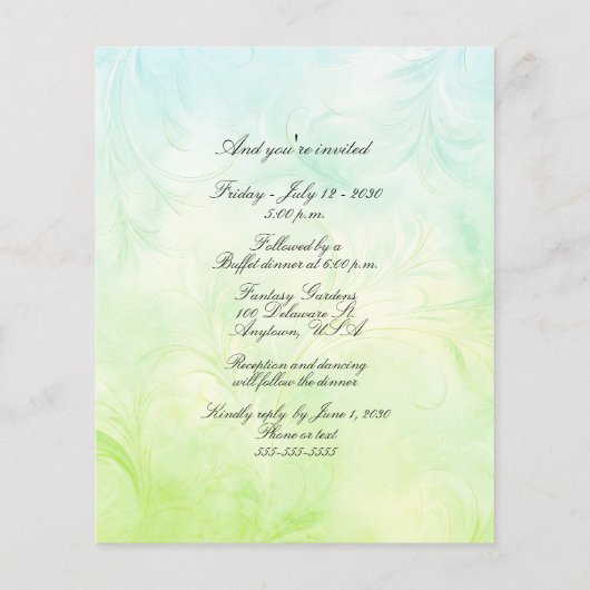 Papier Whimsical Bride Mariage Arch Blue Green (Dos)