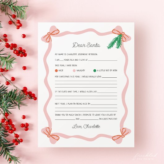 Papier Whimsical Dear Santa Letter - Christmas Wish List