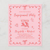 Papier Whimsical Pink Red Engagement Party Invitation (Devant)