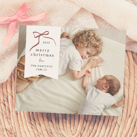 Papier Whimsical Red Bow Noël Budget photo de Noël