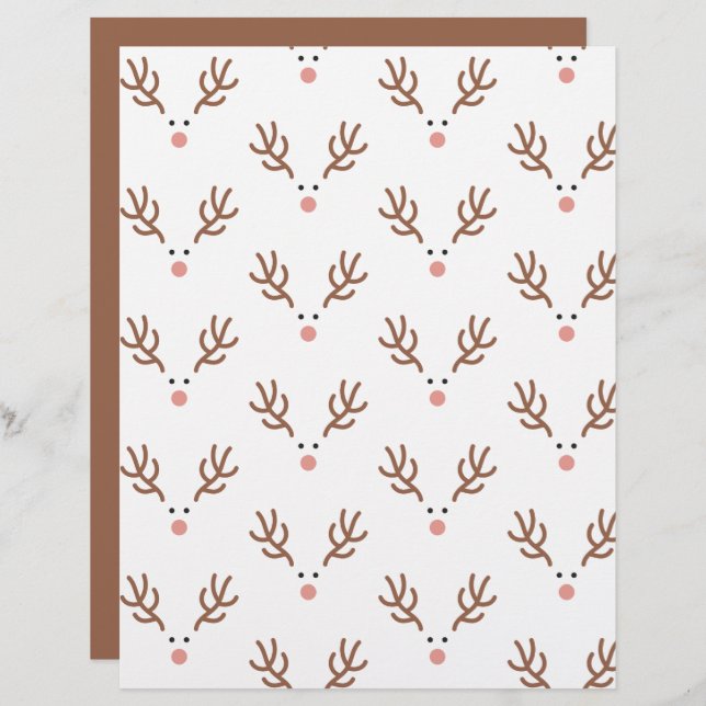 Papier Whimsical Reindeer Boho Pattern Scrapbook Paper (Devant / Derrière)
