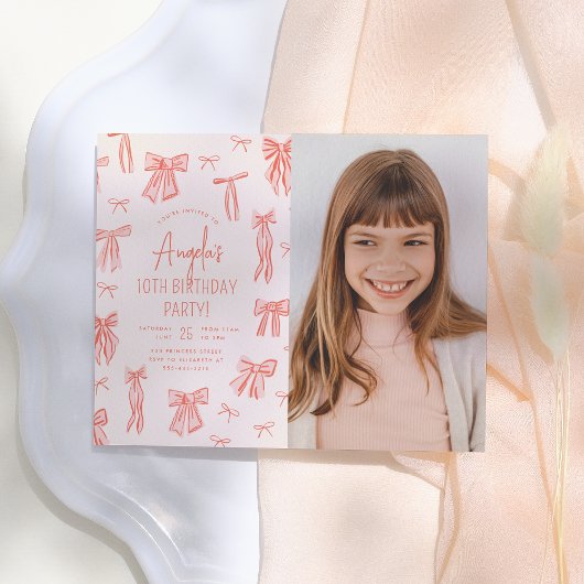 Papier Whimsical Rose Bow Girl Photo Budget Anniversaire