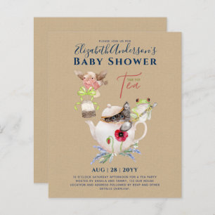 Papier Whimsical TEA PARTY Baby shower Bois Animaux