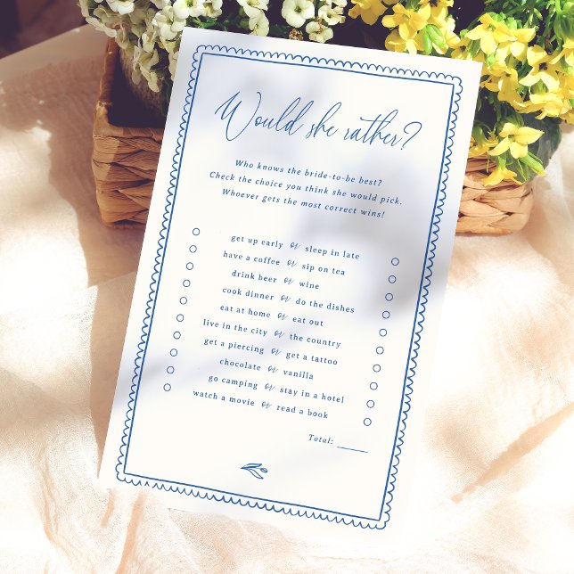 Papier Whimsical Voudrait-Elle Plutôt Fête des mariées Je (Card Front Mock-up)