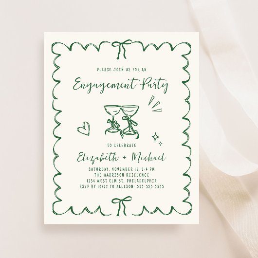 Papier Whimsical Wavy Frame Engagement Party Invitation