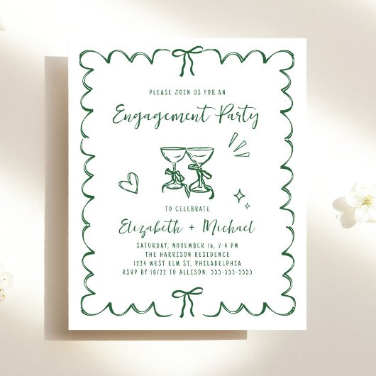Papier Whimsical Wavy Frame Engagement Party Invitation