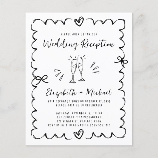 Papier Whimsical Wavy Frame Wedding Reception Invitation (Devant)