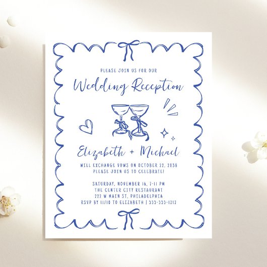 Papier Whimsical Wavy Frame Wedding Reception Invitation