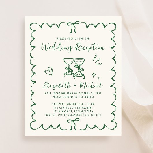 Papier Whimsical Wavy Frame Wedding Reception Invitation