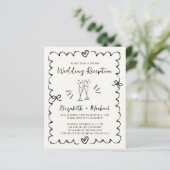 Papier Whimsical Wavy Frame Wedding Reception Invitation (Debout devant)