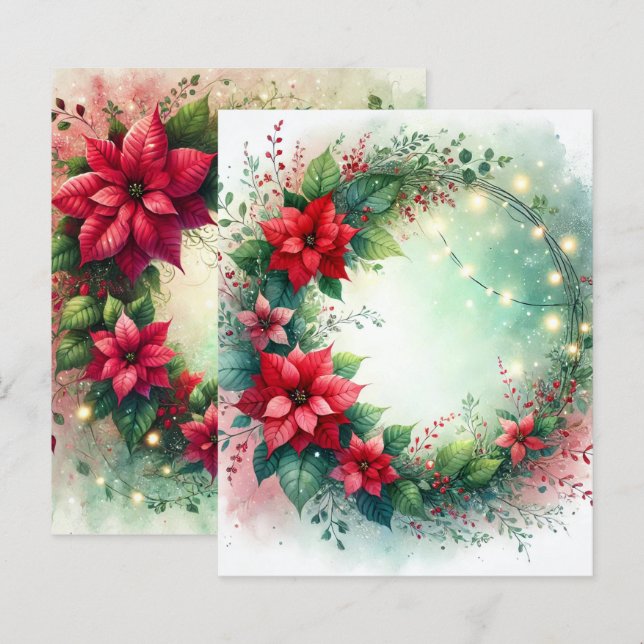 Papier WhimssNoël Poinsettia Wreath Scrapbook (Devant / Derrière)