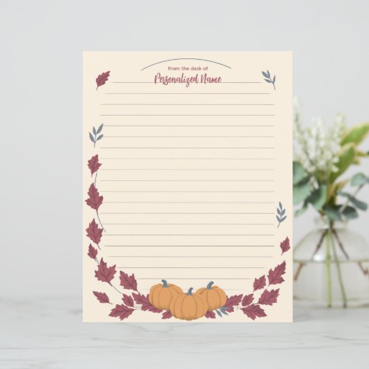 Papier Whispers Of Fall Lined Paper Sheet (Debout devant)
