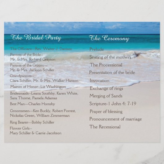 Papier White Beach Wedding Program (Dos)