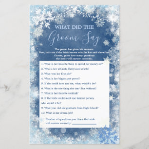 Papier White Blue Winter Snowflake What Groom Say Groom